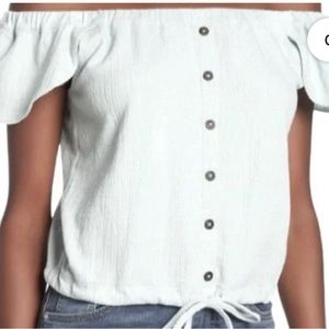 Off white, cream off the shoulder top. Original tag has been removed.- N…